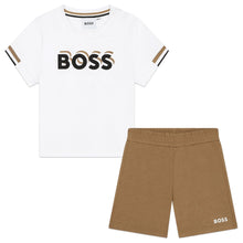 Load image into Gallery viewer, White Logo T-Shirt &amp; Brown Shorts Set