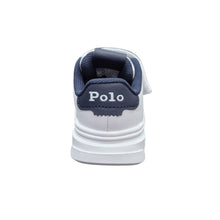 Load image into Gallery viewer, White &amp; Navy "Heritage Court" Velcro Trainers