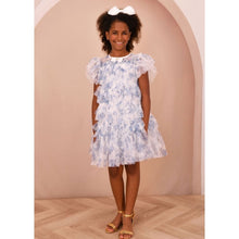 Load image into Gallery viewer, Blue &amp; White Floral Tulle Dress