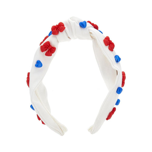 PRE ORDER - White Heart & Bows Headband