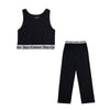 Black Crop Vest Lounge Set