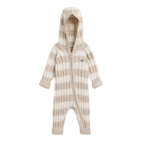 Beige Striped Cable Knit All In One