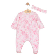 Load image into Gallery viewer, Pink Floral Babygrow &amp; Headband