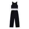 Black Crop Vest Lounge Set