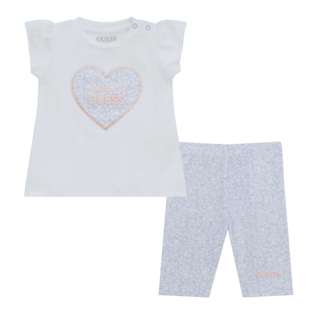 Blue & White Floral Leggings Set