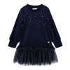 Navy Crystal Velour "Bijou" Dress