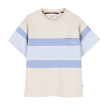 Load image into Gallery viewer, Beige &amp; Blue Wide Stripe T-Shirt