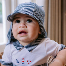 Load image into Gallery viewer, Navy &amp; White Striped Sun Hat