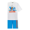 Blue & White Shorts Set