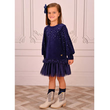 Load image into Gallery viewer, Navy Crystal Velour &quot;Bijou&quot; Dress