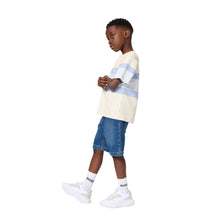 Load image into Gallery viewer, Beige &amp; Blue Wide Stripe T-Shirt