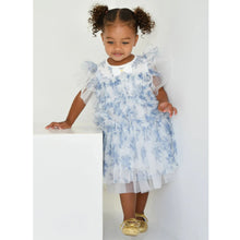 Load image into Gallery viewer, Babies Blue &amp; White Floral Tulle Dress