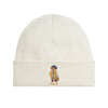 Girls Cream Polo Bear Beanie Hat