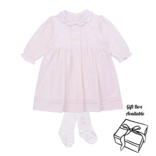 Load image into Gallery viewer, Pink Embroidered Smock Dress &amp; Tights