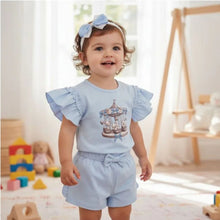 Load image into Gallery viewer, Blue Teddy Carousel Shorts Set &amp; Headband