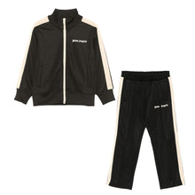 Load image into Gallery viewer, Black &amp; Beige Stripe Zip Up Tracksuit