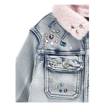 Load image into Gallery viewer, PRE ORDER - Blue Denim &quot;Stitch&quot; Rhinestone &amp; Fur Jacket