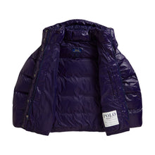 Load image into Gallery viewer, PRE ORDER - Girls Navy Glossed Hooded Down Jacket