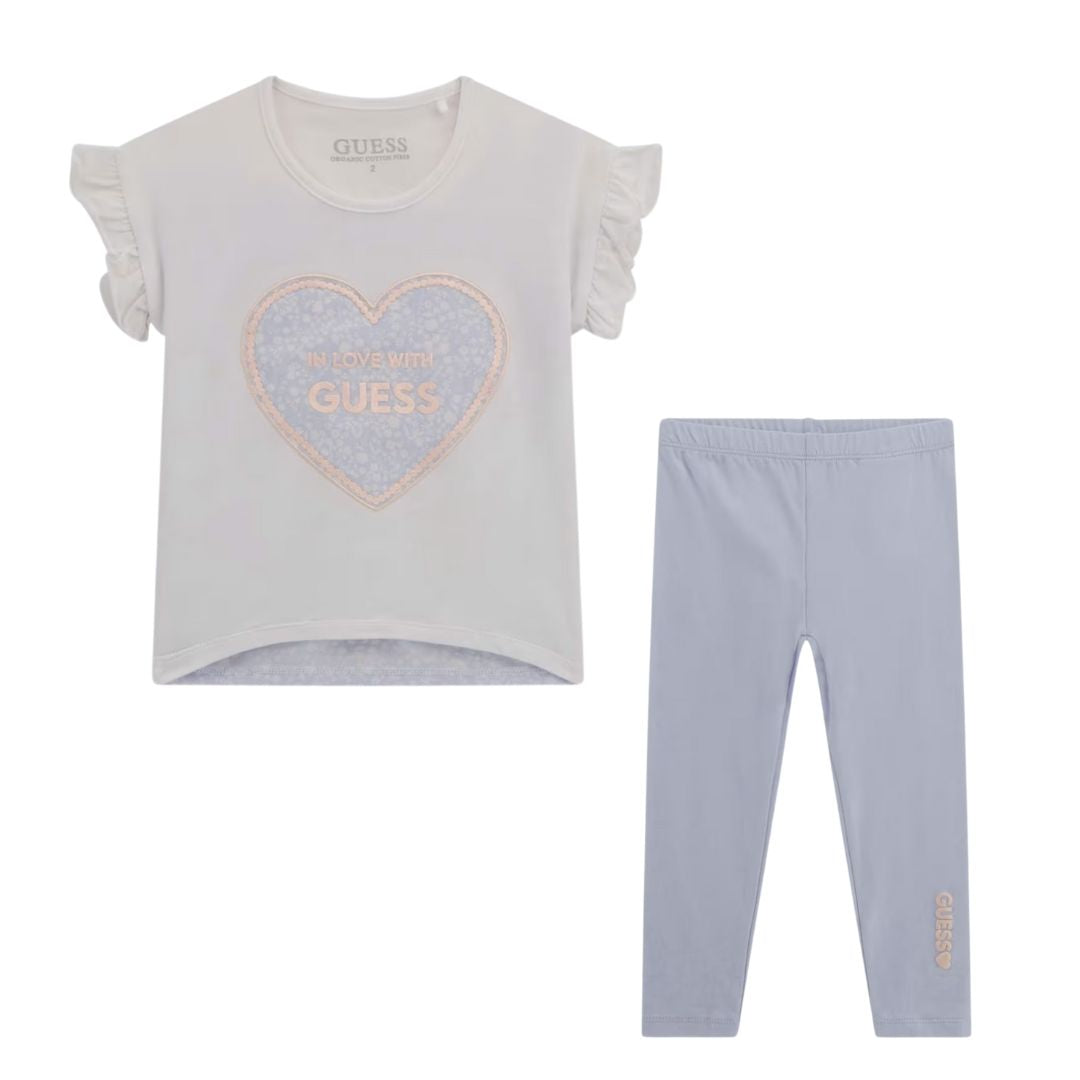 Blue & White T-Shirt & Leggings Set