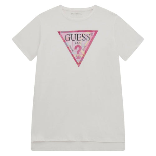 White Guess Triangle Logo T-Shirt