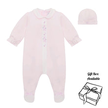 Load image into Gallery viewer, Pale Pink Floral Panel Babygrow &amp; Hat