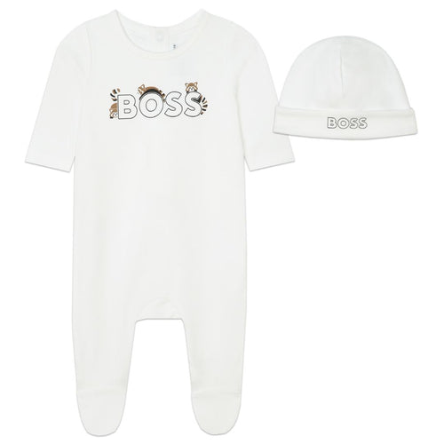 White Panda Logo Babygrow & Hat Gift Box