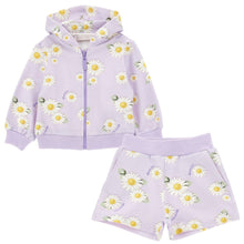 Load image into Gallery viewer, Lilac Flower Zip Up &amp; Sweat Short Set