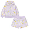 Lilac Flower Zip Up & Sweat Short Set