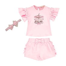 Load image into Gallery viewer, Pink Teddy Carousel Shorts Set &amp; Headband