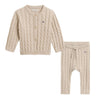 Beige 2 Piece Cable Knit Set