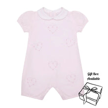 Load image into Gallery viewer, Pink Embroidered Hearts Romper