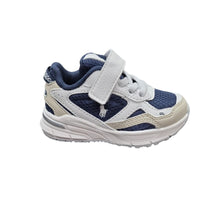 Load image into Gallery viewer, Beige &amp; Navy "Trackster" Velcro Trainers