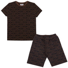 Load image into Gallery viewer, Brown &amp; Black Logo Shorts Set