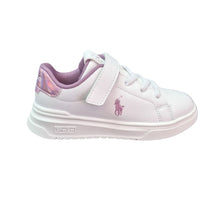 Load image into Gallery viewer, White &amp; Lilac Velcro "Heritage" Trainers