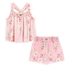 Load image into Gallery viewer, Pink Floral Pleated Shorts Set