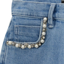 Load image into Gallery viewer, Girls Pearl Denim Shorts