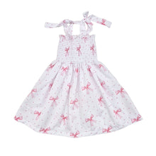 Load image into Gallery viewer, Pink &amp; White Bows Beach Dress