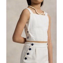 Load image into Gallery viewer, White Wrap Top &amp; Cropped Trousers Set