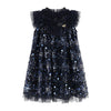 Navy Sequin Flower "Dominique" Dress