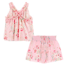 Load image into Gallery viewer, Pink Floral Pleated Shorts Set