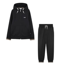 Load image into Gallery viewer, Black Zip Through Hooded Tracksuit