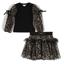Load image into Gallery viewer, Black &amp; Leopard Print Skirt Set