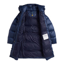 Load image into Gallery viewer, PRE ORDER - Girls Navy Long Hooded Down Coat