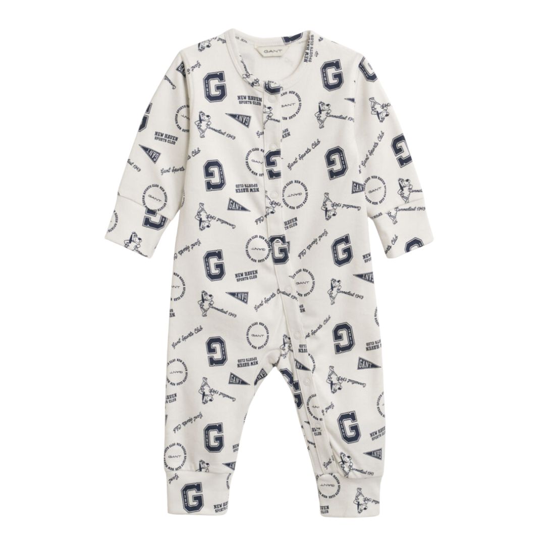 Ivory & Navy Multi Logo Babygrow