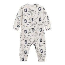 Load image into Gallery viewer, Ivory &amp; Navy Multi Logo Babygrow