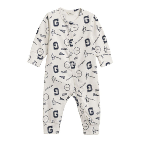Ivory & Navy Multi Logo Babygrow