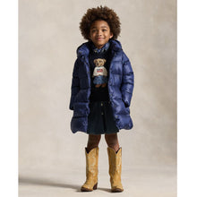 Load image into Gallery viewer, PRE ORDER - Young Girls Navy Long Hooded Down Coat