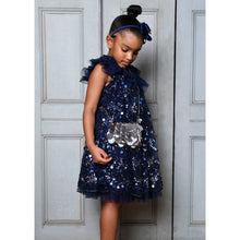 Load image into Gallery viewer, Navy Sequin Flower &quot;Dominique&quot; Dress