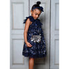 Navy Sequin Flower "Dominique" Dress