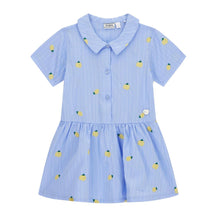 Load image into Gallery viewer, Blue Pinstripe Lemons Dress